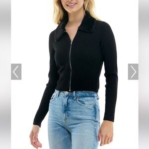 Ultra Flirt Black Zippered Cardigan